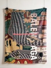 Balenciaga Houndstooth Boot Retro Comic Flannel Sofa Throw Blanket BA169